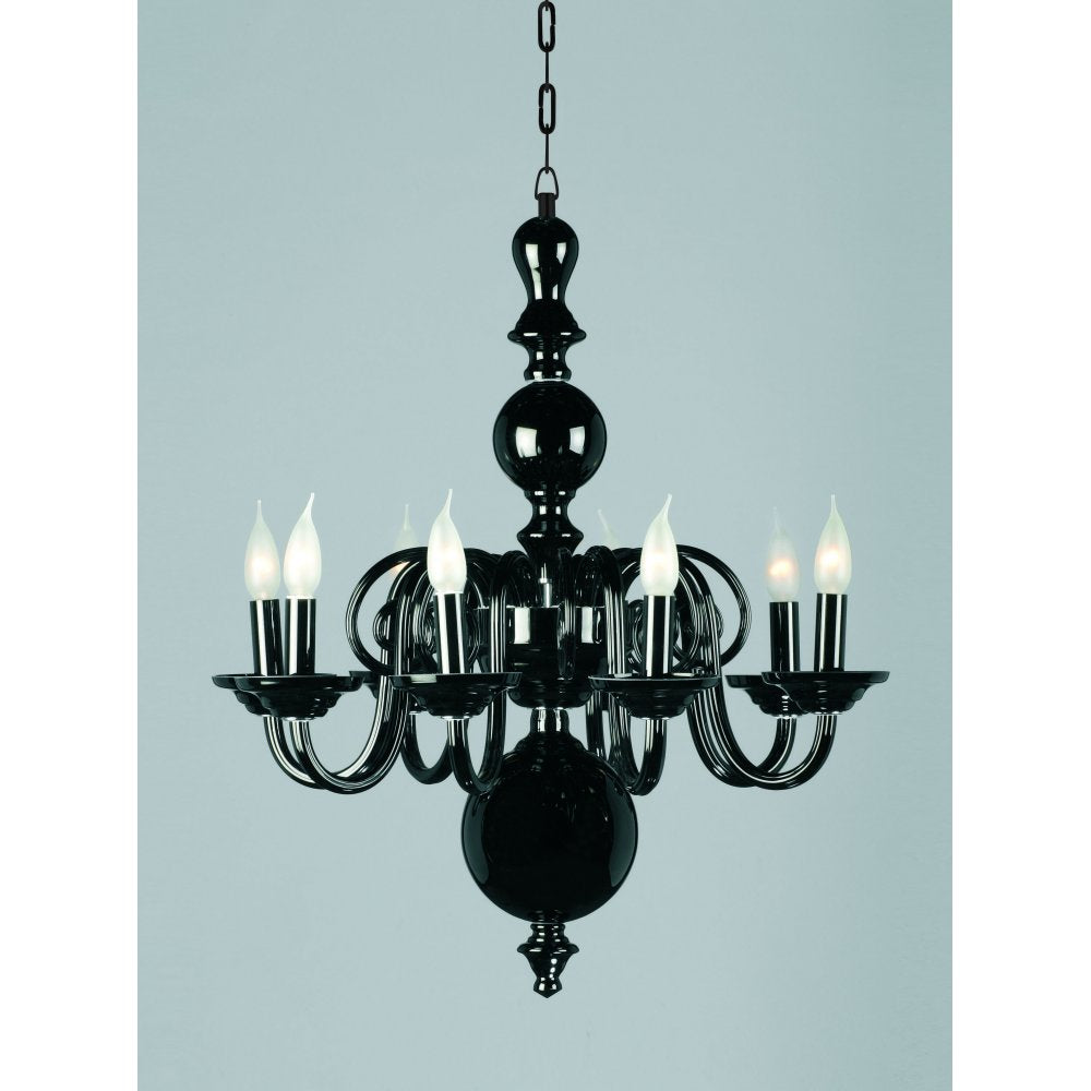 Impex Lighting CB05519/08/BLK Salas Glass Chandelier Black