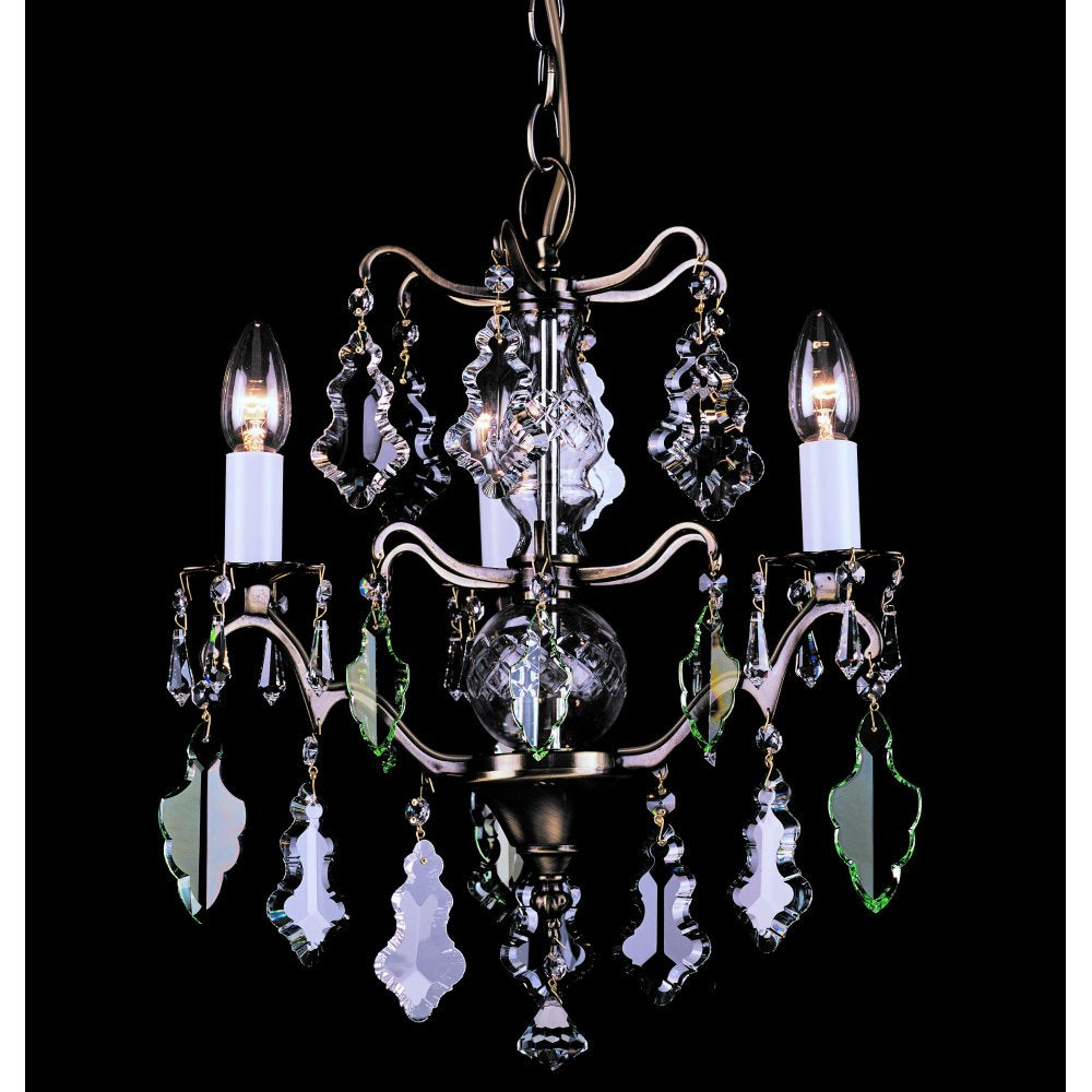 Impex Lighting CP06003/03/AB Louvre Antique Brass Crystal