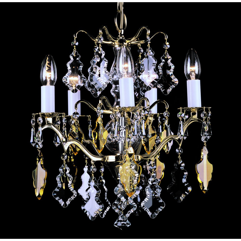 Impex Lighting CP06003/05/PB Louvre Polished Brass Crystal