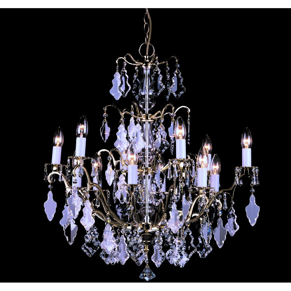 Impex Lighting CP06003/12/PB Louvre Polished Brass Crystal