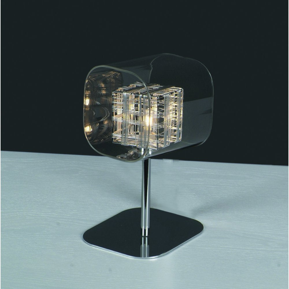 Impex Avignon PGH01515 | Table Lamp | Glass/Weaved Wire Cube
