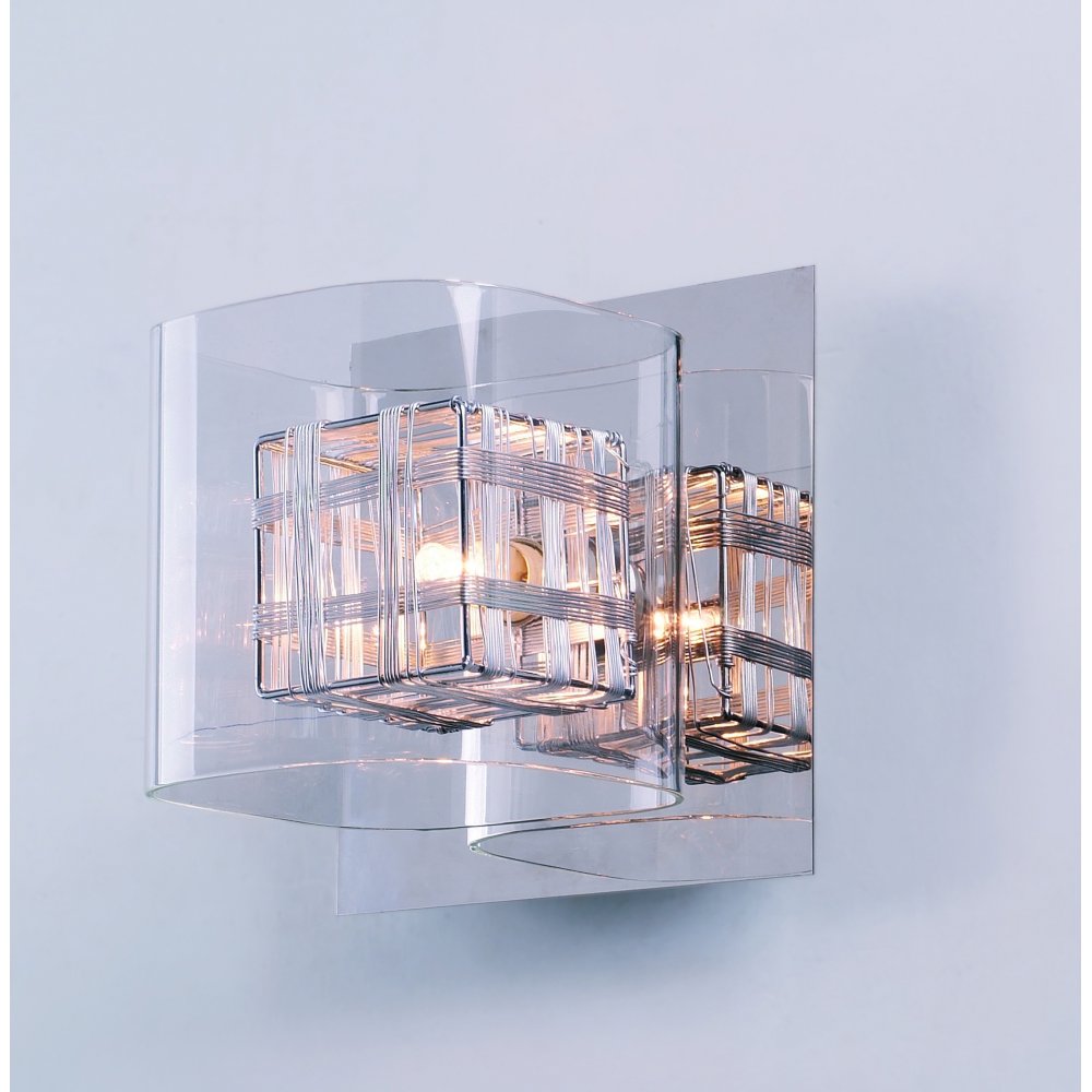 Impex Lighting PGH01515/01/WB/CH Avignon Glass/weaved Wire Cube