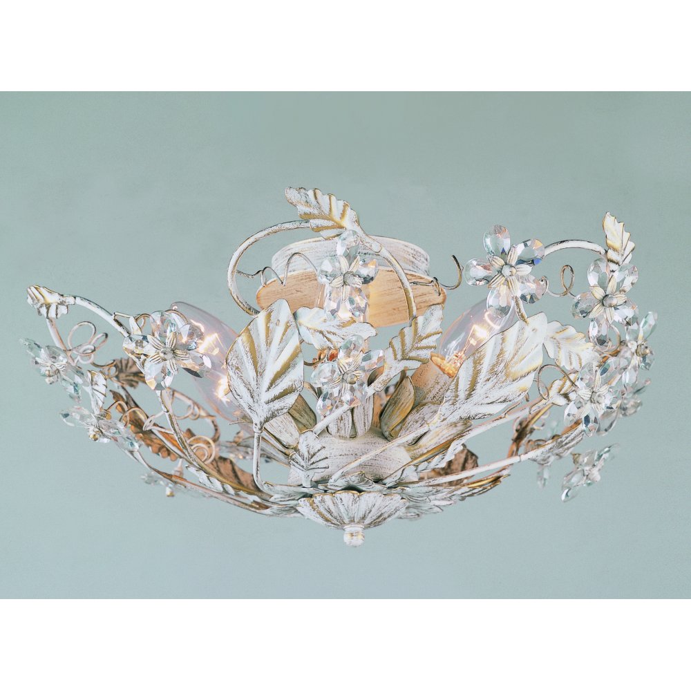 Impex SF05316/AW | Florence Bead Semi-Flush | Antique White