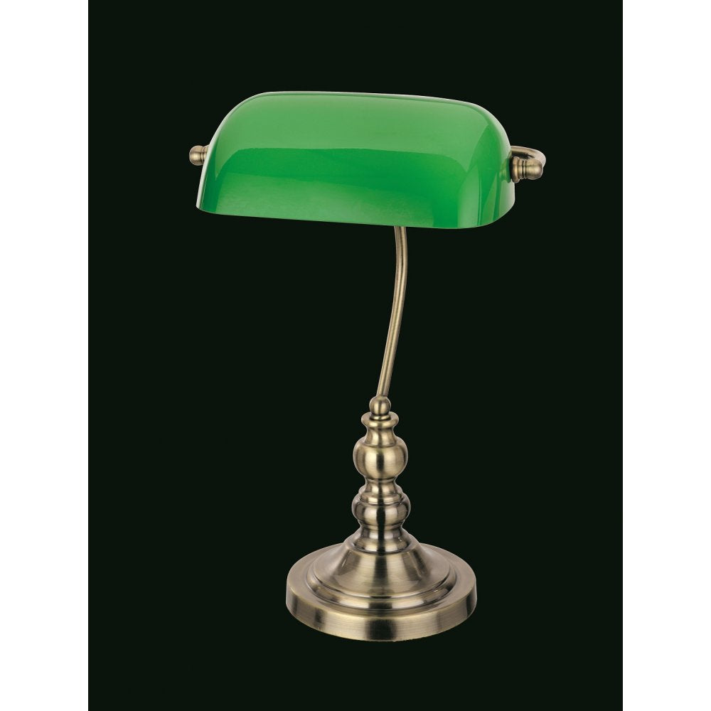 Impex TB305101/GRN/AB Bankers Green Glass Table