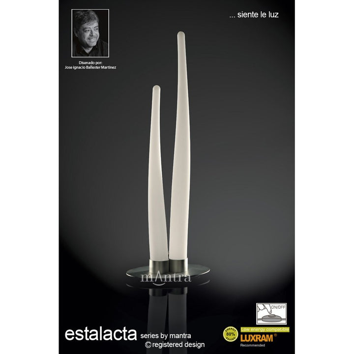 Mantra M1681 Estalacta Table Lamp 2 Light Indoor Silver/Opal White