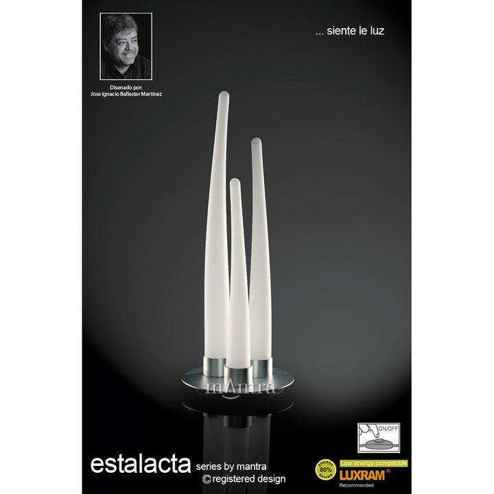Mantra M1682 Estalacta Table Lamp 3 Light Indoor Silver/Opal White