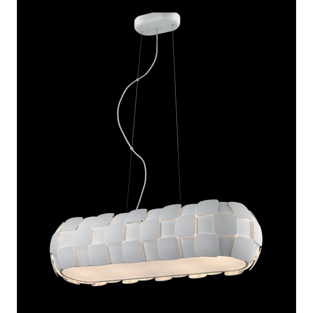 Impex Lighting PG504241/04/OBL/WH Brigitte White Square Oblong Pendant