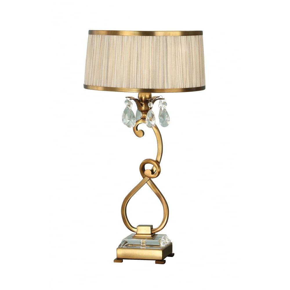 Interiors 1900 63523 Oksana Antique Brass Medium Table Lamp Beige Shade