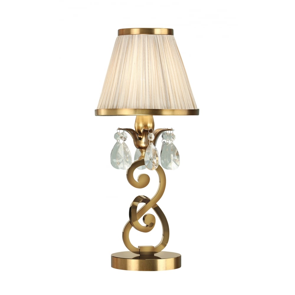 Interiors 1900 63531 Oksana Antique Brass Small Table Lamp Beige Shade