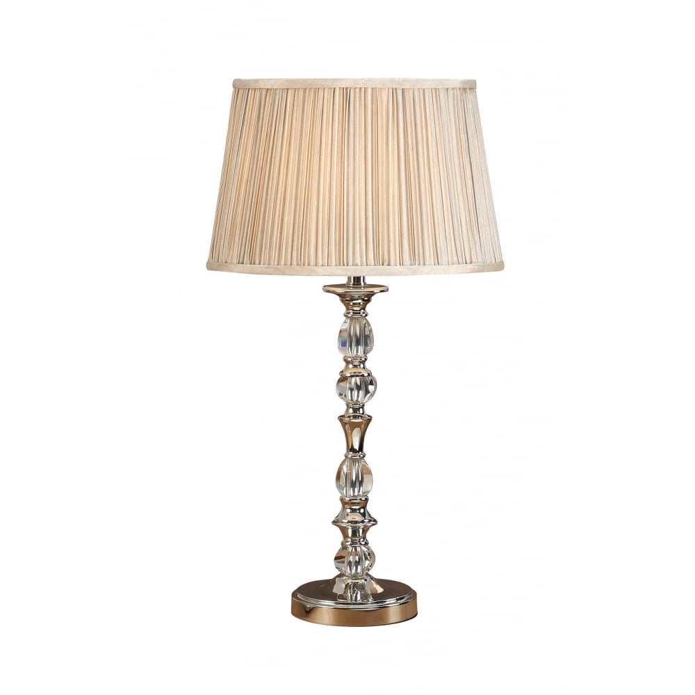 Interiors 1900 63590 Polina Nickel Medium Table Lamp Beige Shade