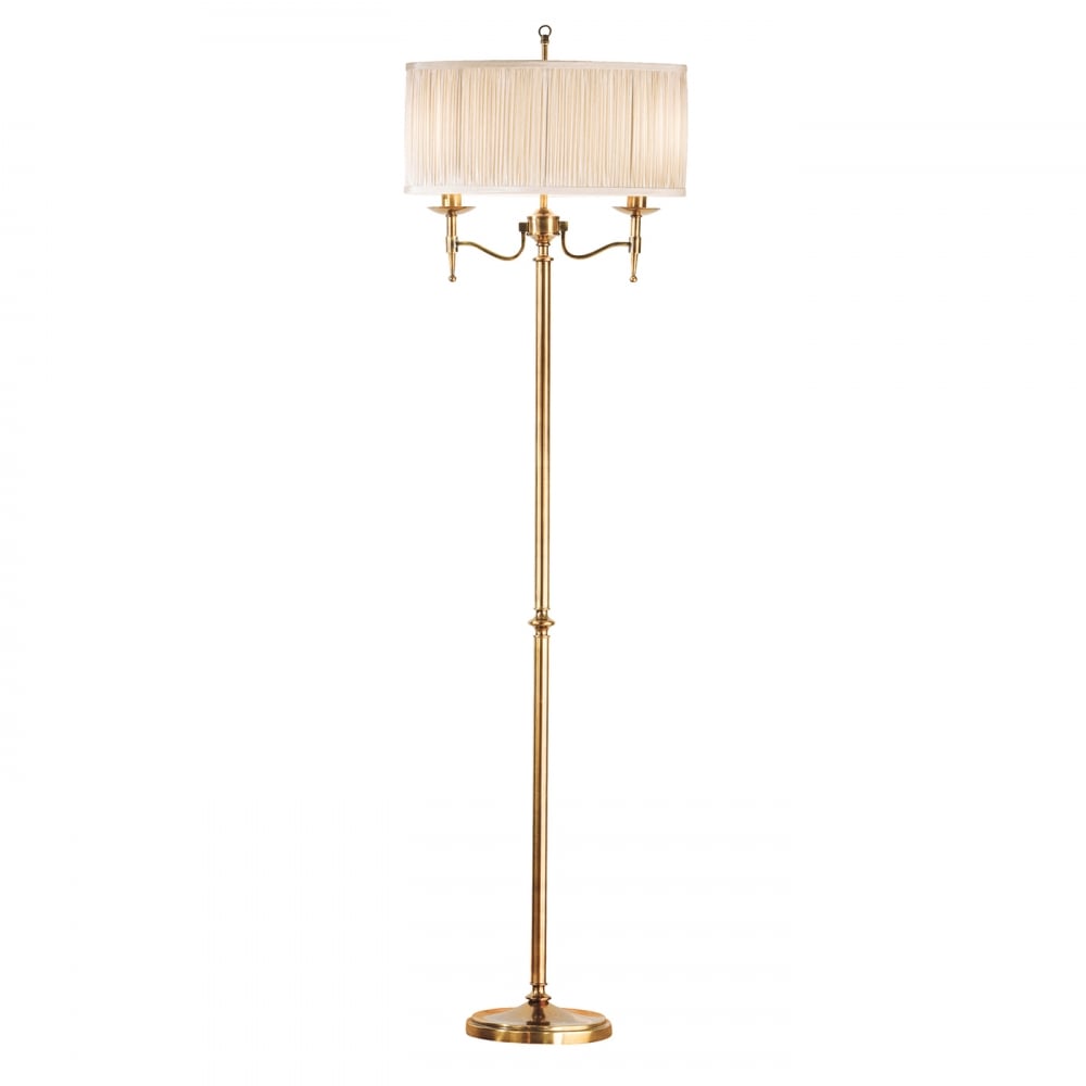 Interiors 1900 63620 Stanford Antique Brass Floor Lamp Beige Shade