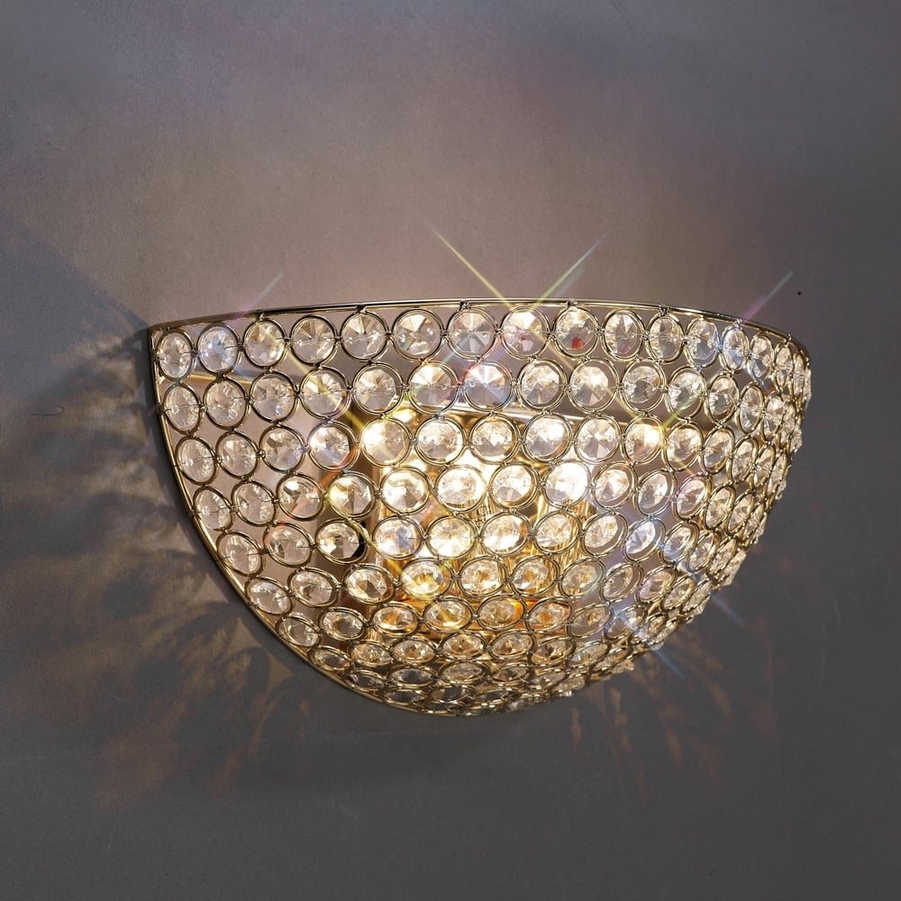 Diyas IL30758 Ava Circular Wall Lamp 2 Light French Gold/crystal