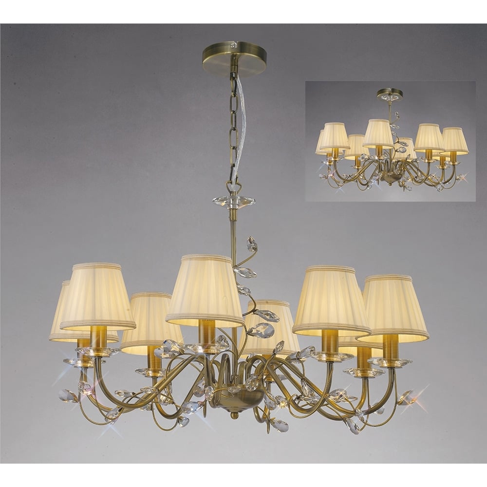 Diyas IL31228 Willow Pendant Antique Brass/crystal