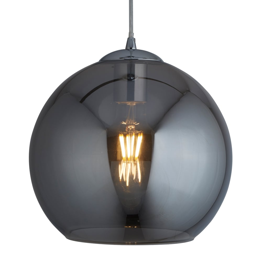 Searchlight 1621SM | Smoked Glass Pendant | Chrome Finish | Modern Lighting