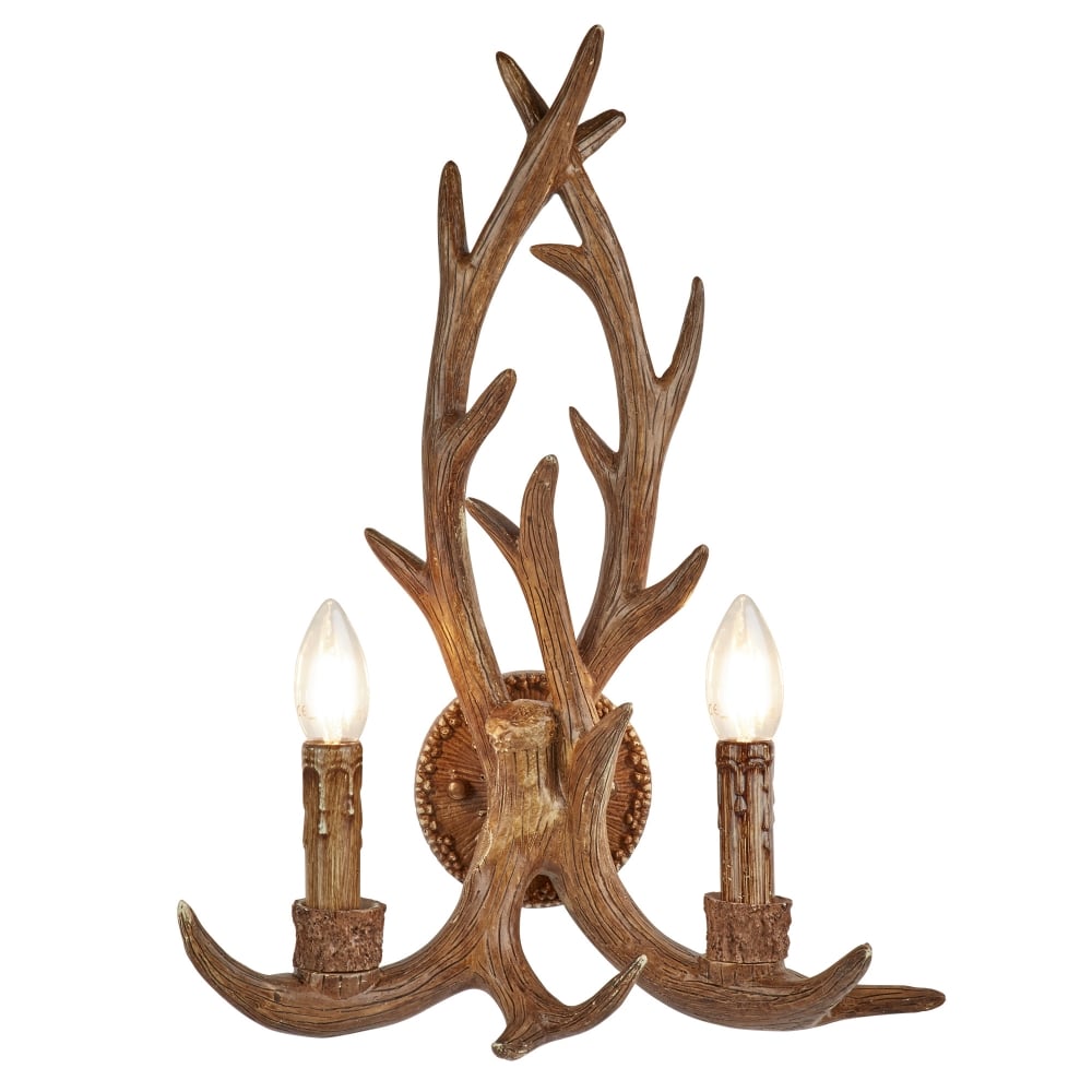 Searchlight 6412-2BR Stag 2 Light Antler Wall Bracket