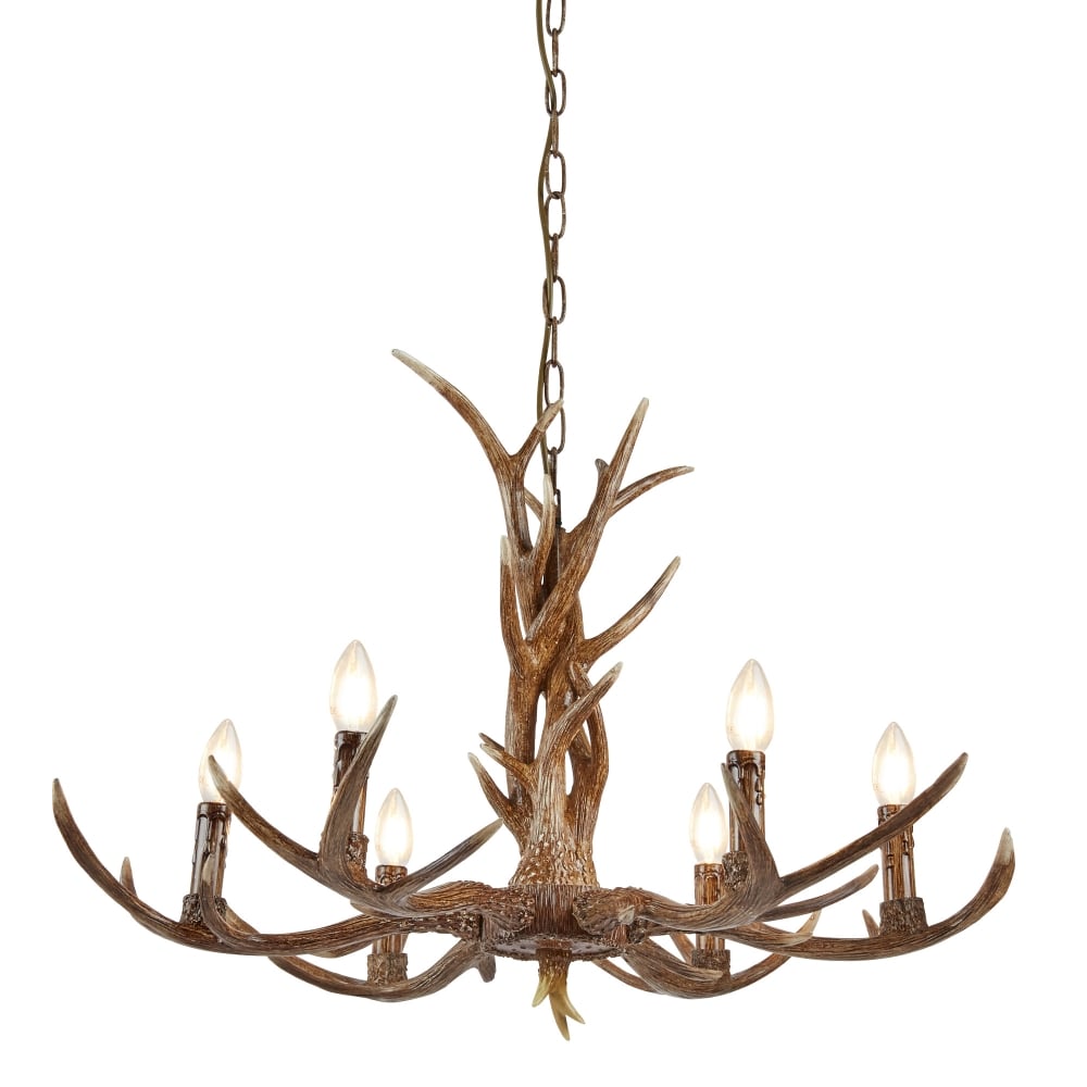 Searchlight 6416-6BR Stag 6 Light Antler Ceiling Fitting