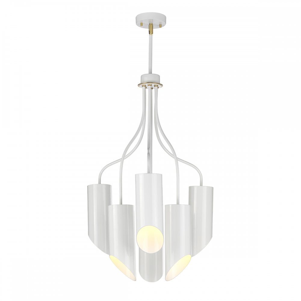 Elstead QUINTO6 WAB Quinto 6 Light Chandelier White Aged Brass