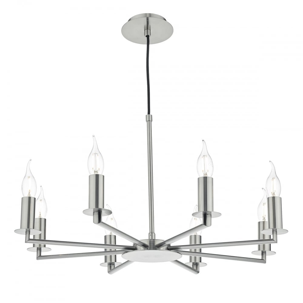 Dar TYL0838 | Tyler Pendant | 8-Light Satin Nickel Adjustable