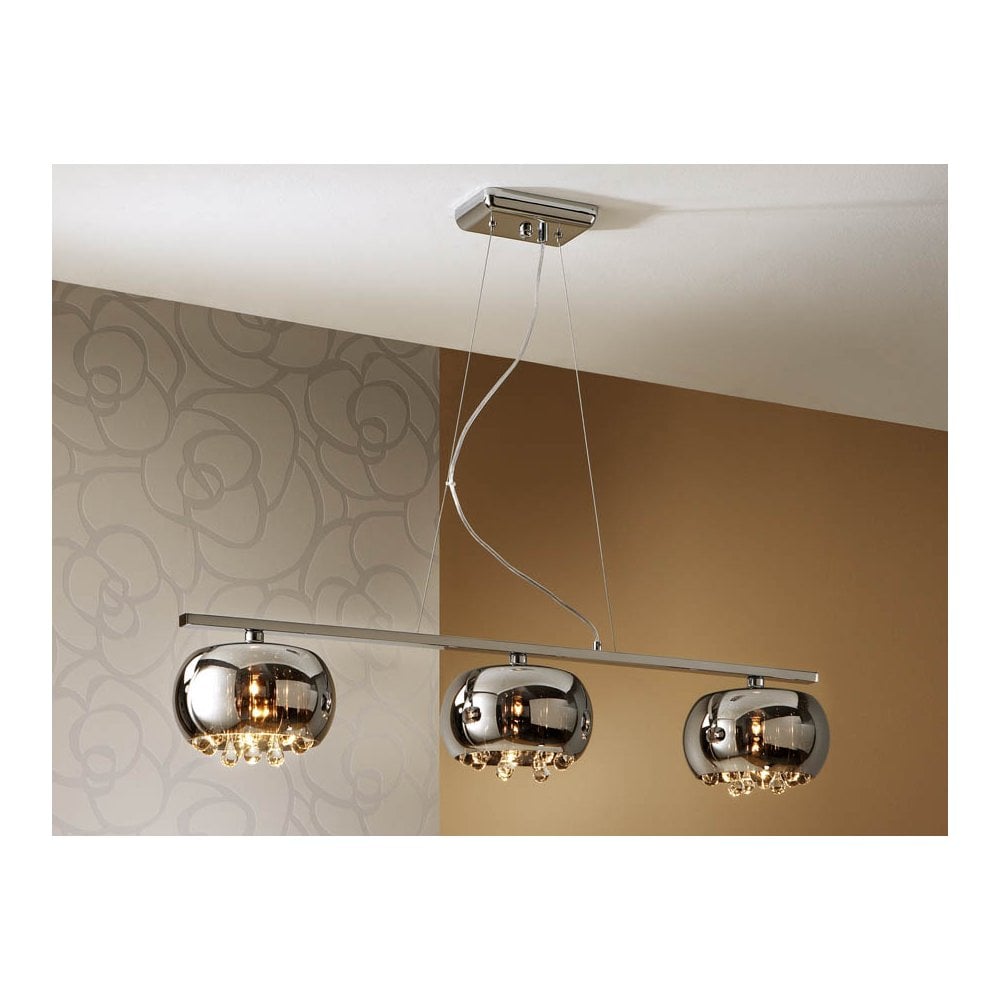 Schuller 509213 Argos 3 Light Bar Pendant Crystal Chrome Clear