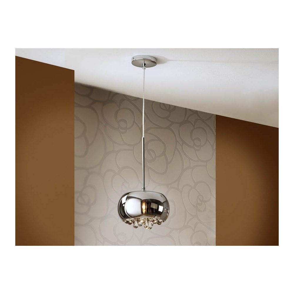 Schuller 509010 Argos 1 Light Pendant Crystal Chrome Clear