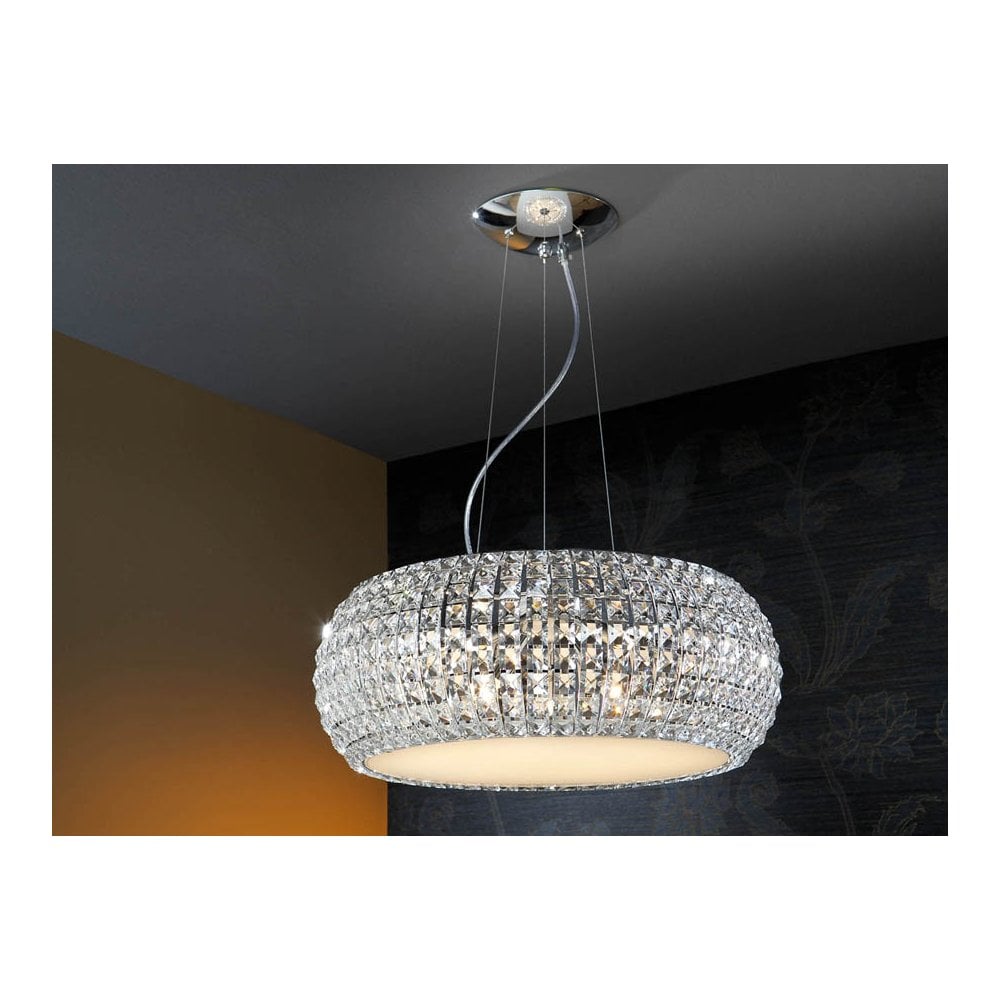 Schuller 507514 Diamond 9 Light Pendant Crystal Chrome Clear