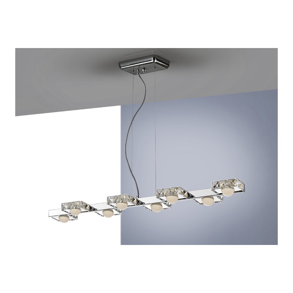Schuller 375618 Suria II LED Light Bar Pendant Crystal Chrome Clear Opal