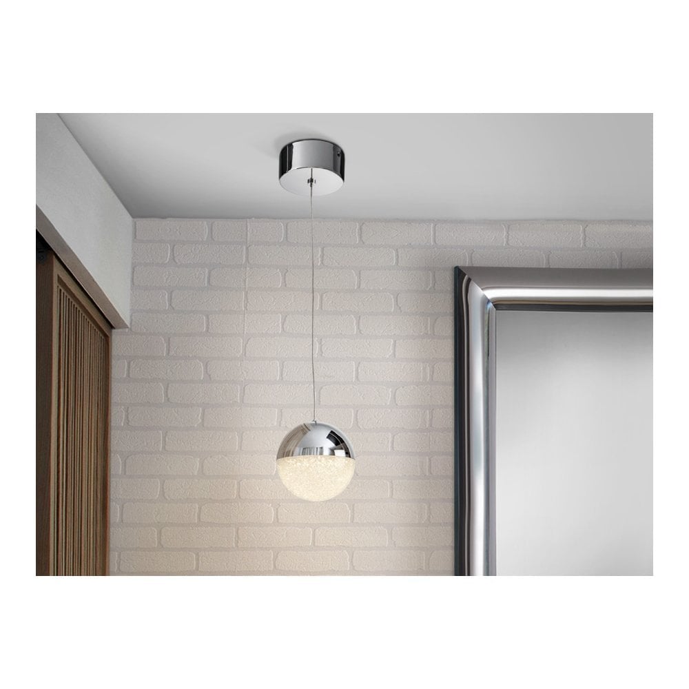 Schuller 793301 Sphere 1 Light LED Pendant Chrome Clear