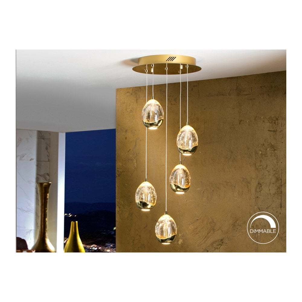 Schuller 783529 Rocio 5 Light LED Pendant Golden Champagne