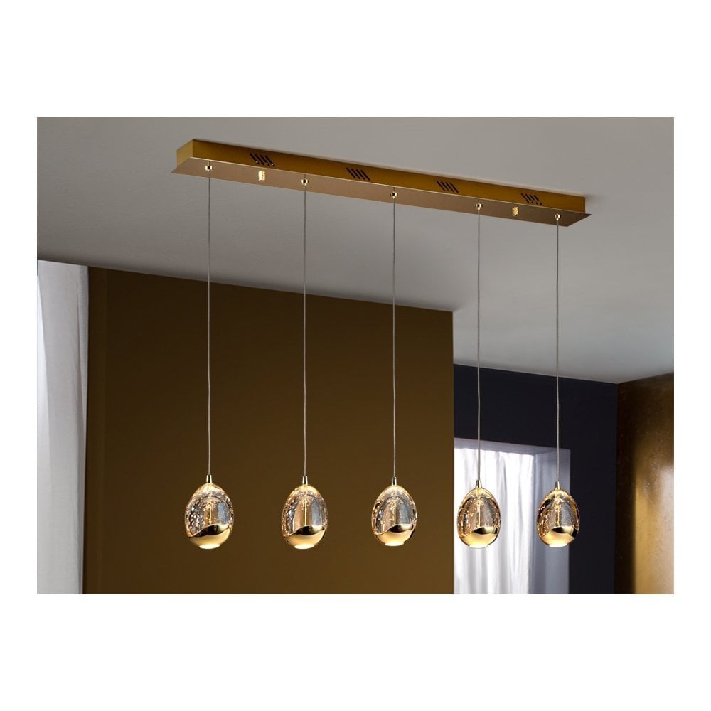 Schuller 783627 Rocio 5 Light LED Bar Pendant Golden Champagne