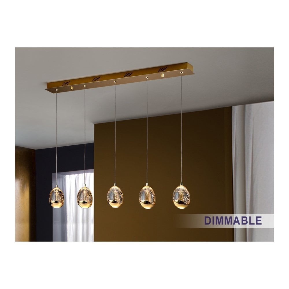 Schuller 783627D Rocio 5 Light LED Bar Pendant Golden Champagne
