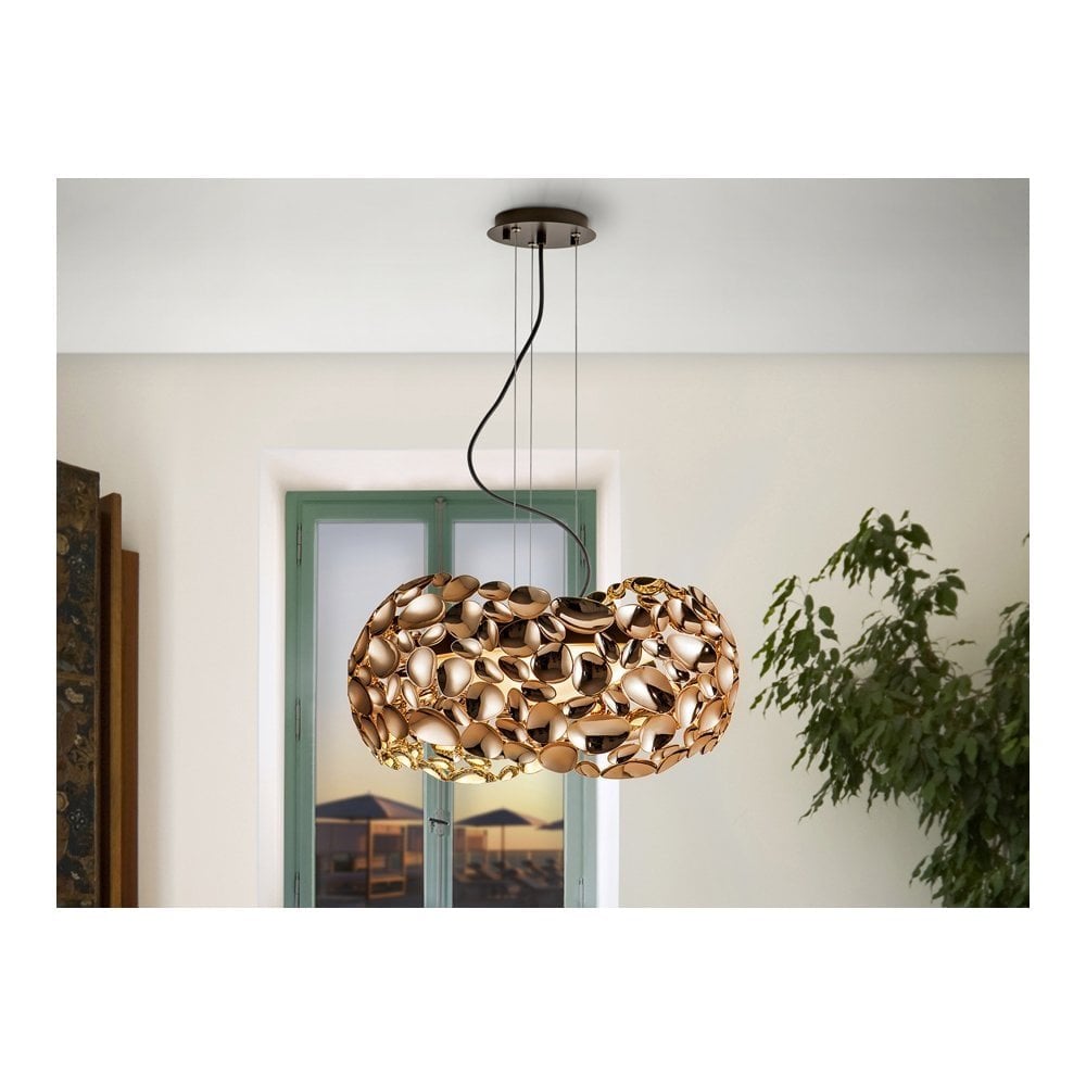 Schuller 266251N Narisa 5 Light Pendant Rose Gold Plated Brown Opal