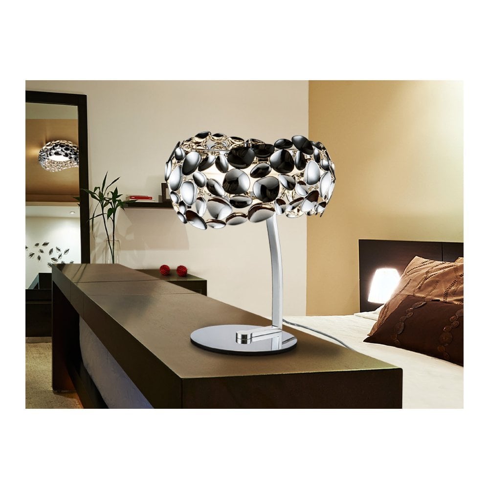 Schuller 266577UK Narisa 3 Light Table Lamp Chrome Opal