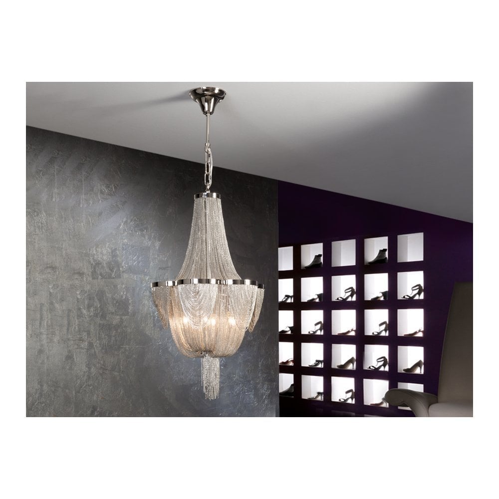 Schuller 872611 Minerva 6 Light Pendant Nickel Chrome