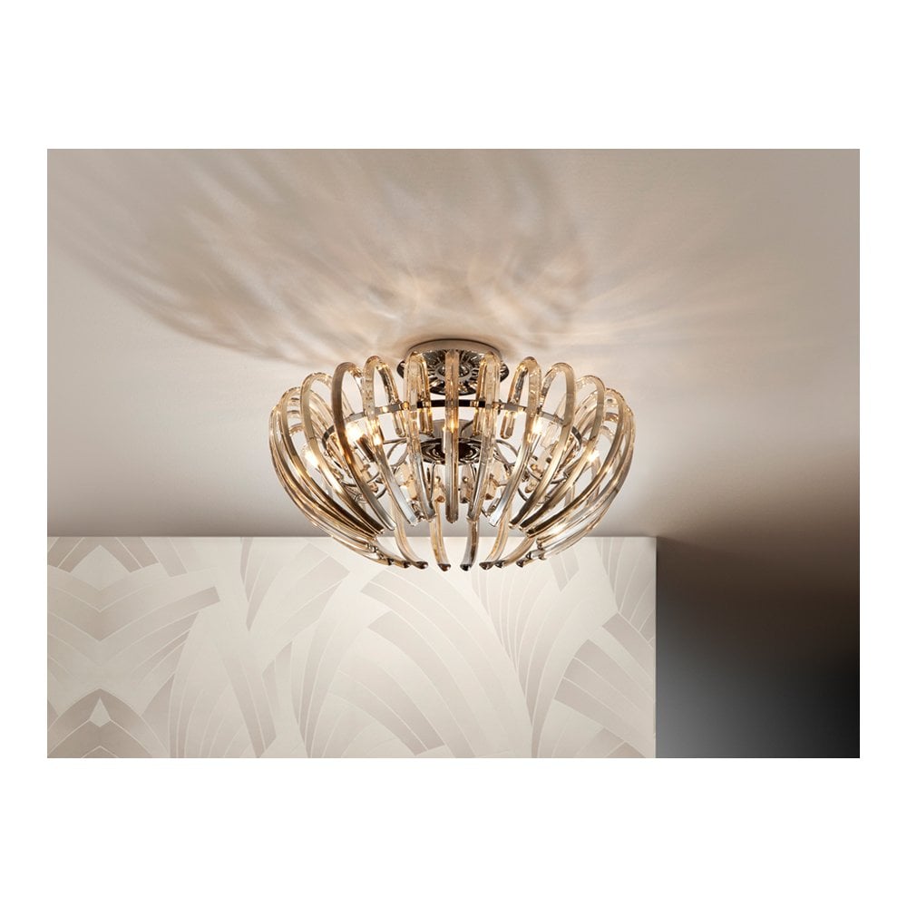Schuller 876360 Ariadna 9 Light Crystal Ceiling Light Chrome Champagne