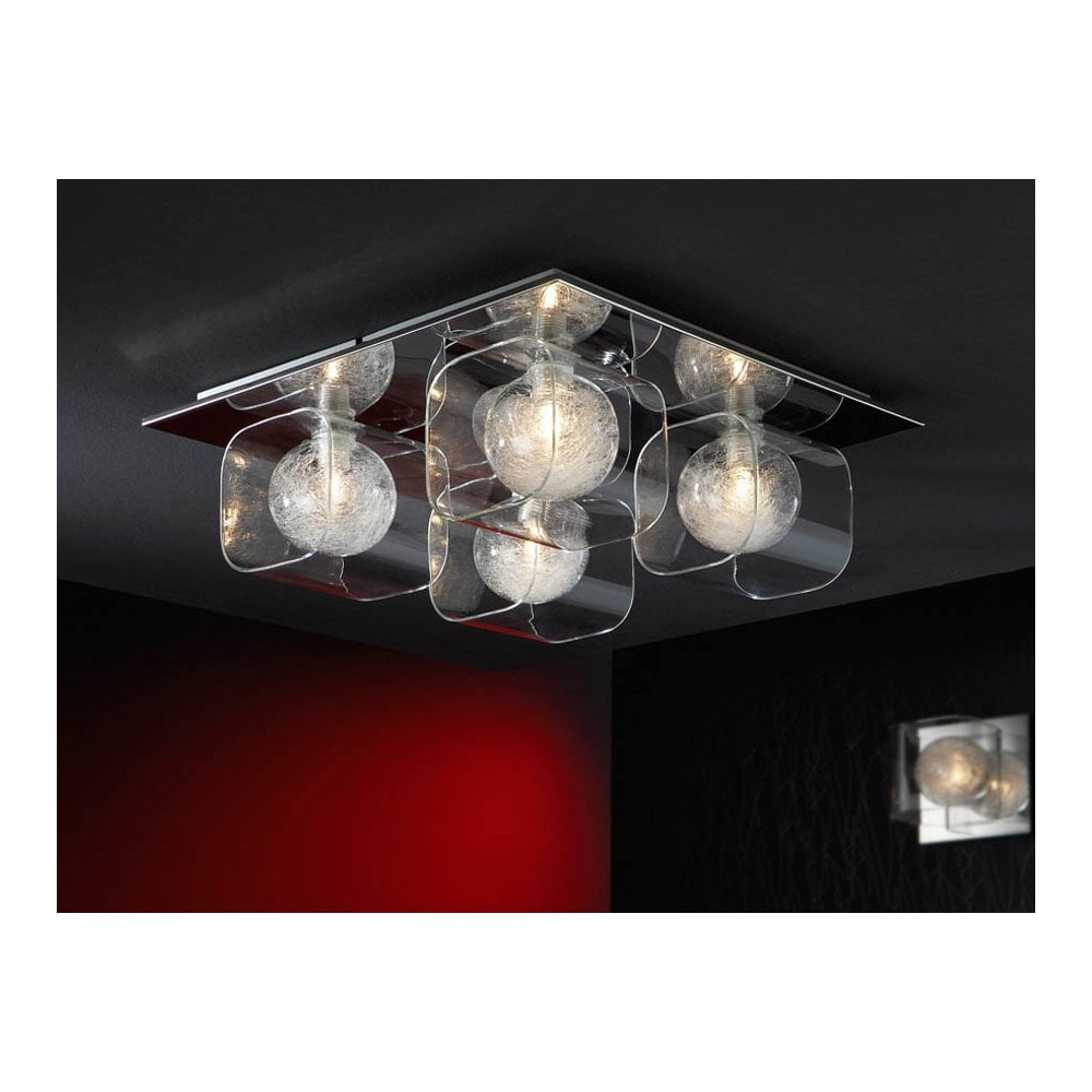 Schuller 506736 Eclipse 4 Light Crystal Ceiling Light Chrome Clear