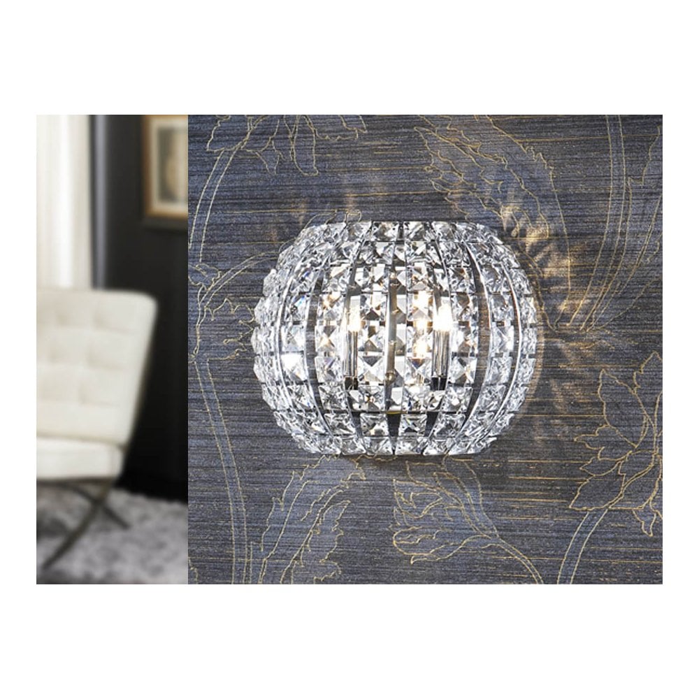 Schuller 508323 Diamond 2 Light Crystal Wall Light Chrome Clear