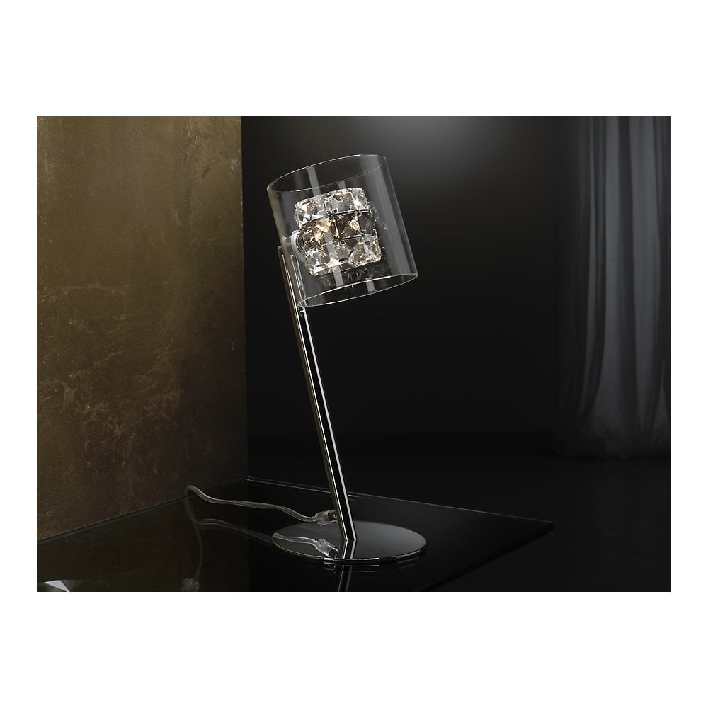 Schuller 391329UK Flash 1 Light Crystal Table Lamp Chrome Clear Smoke