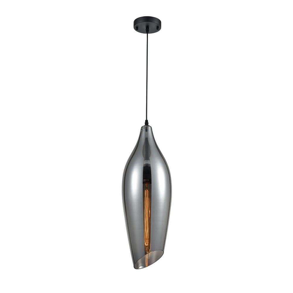 Franklite PCH195 Taper 1 Light Pendant Smoked