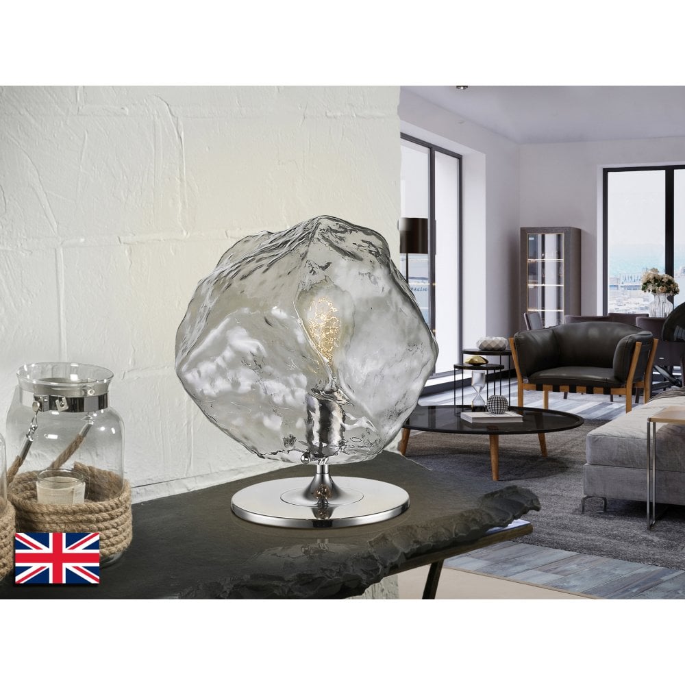 Schuller 213547UK Petra 1 Light Table Lamp Chrome Smoke