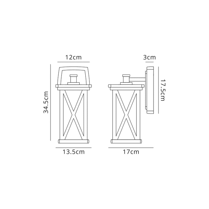 Nelson Lighting NL77829 Brena Outdoor Down Criss Cross Wall Lamp 1 Light Anthracite/Clear Glass