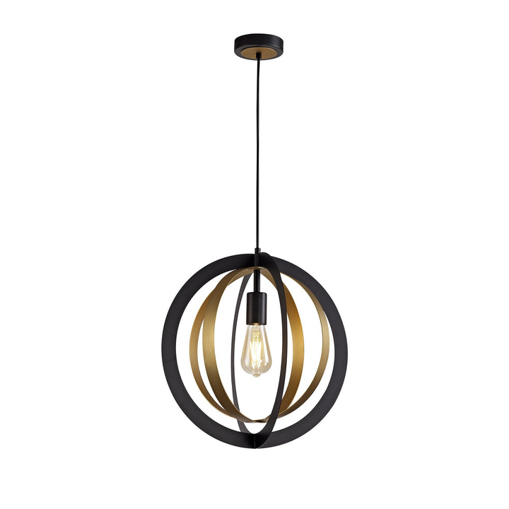 Nelson Lighting NL78229 Ria Pendant 1 Light Black/Satin Gold