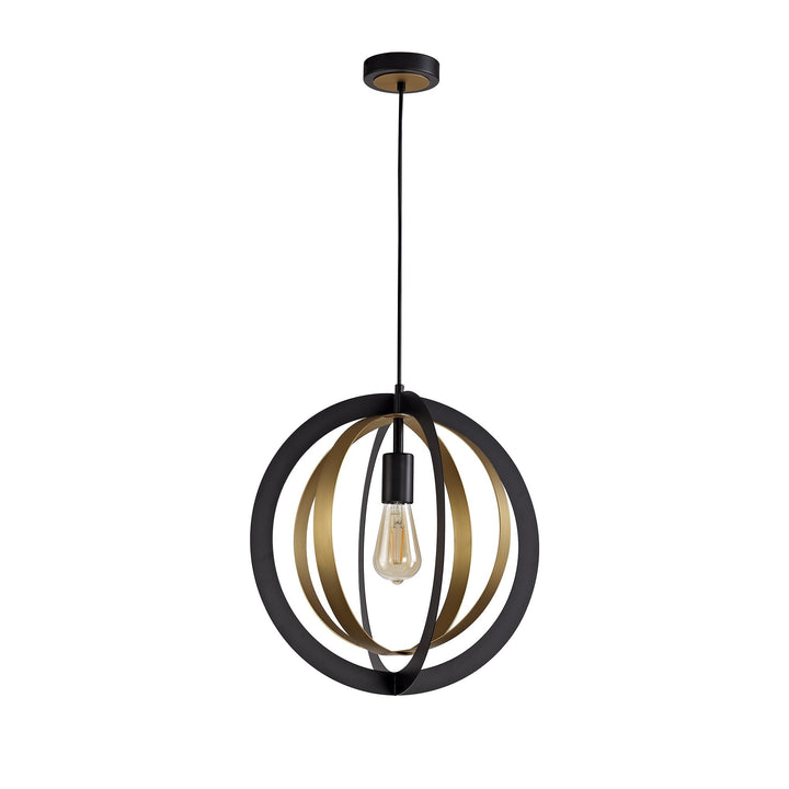 Nelson Lighting NL78229 Ria Pendant 1 Light Black/Satin Gold