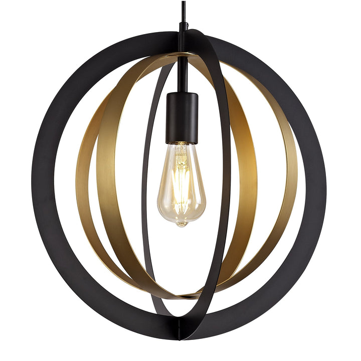 Nelson Lighting NL78229 Ria Pendant 1 Light Black/Satin Gold