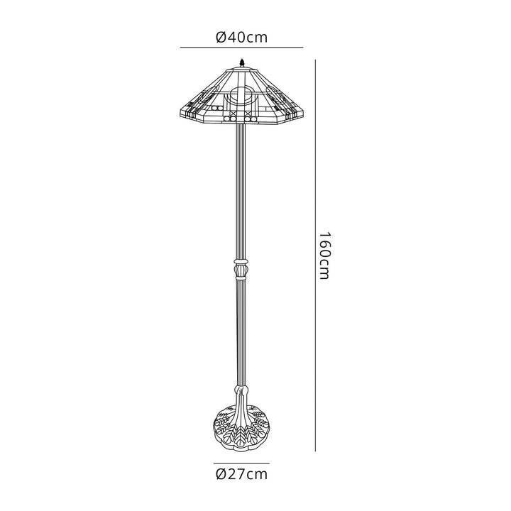 Nelson Lighting NLK00309 Azure 2 Light Leaf Design Floor Lamp With 40cm Tiffany Shade White/Grey/Black/Brass