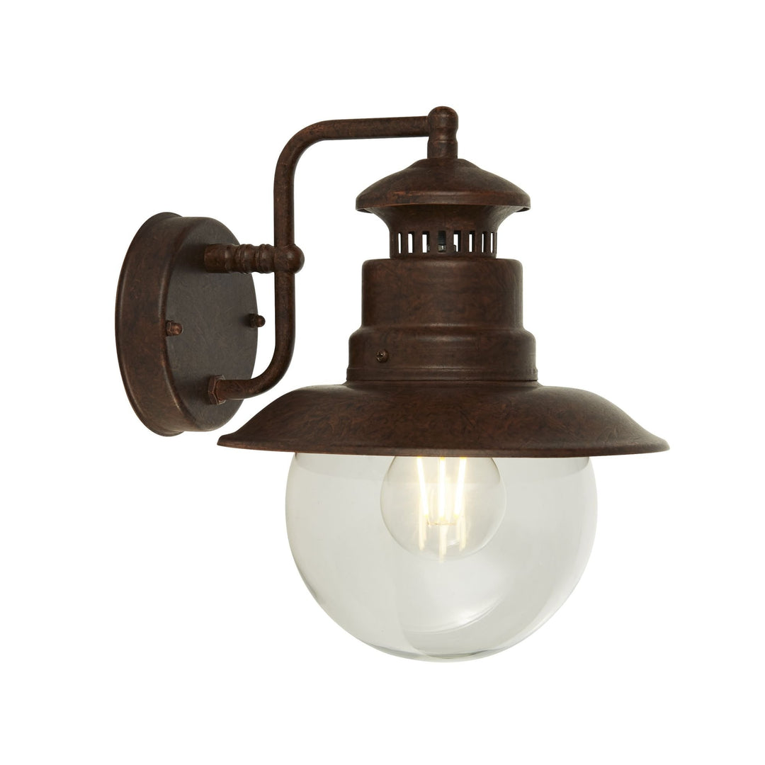 Searchlight 7652RU Station 1 Light Outdoor Wall/porch Light Rustic Brown With Clear Glass