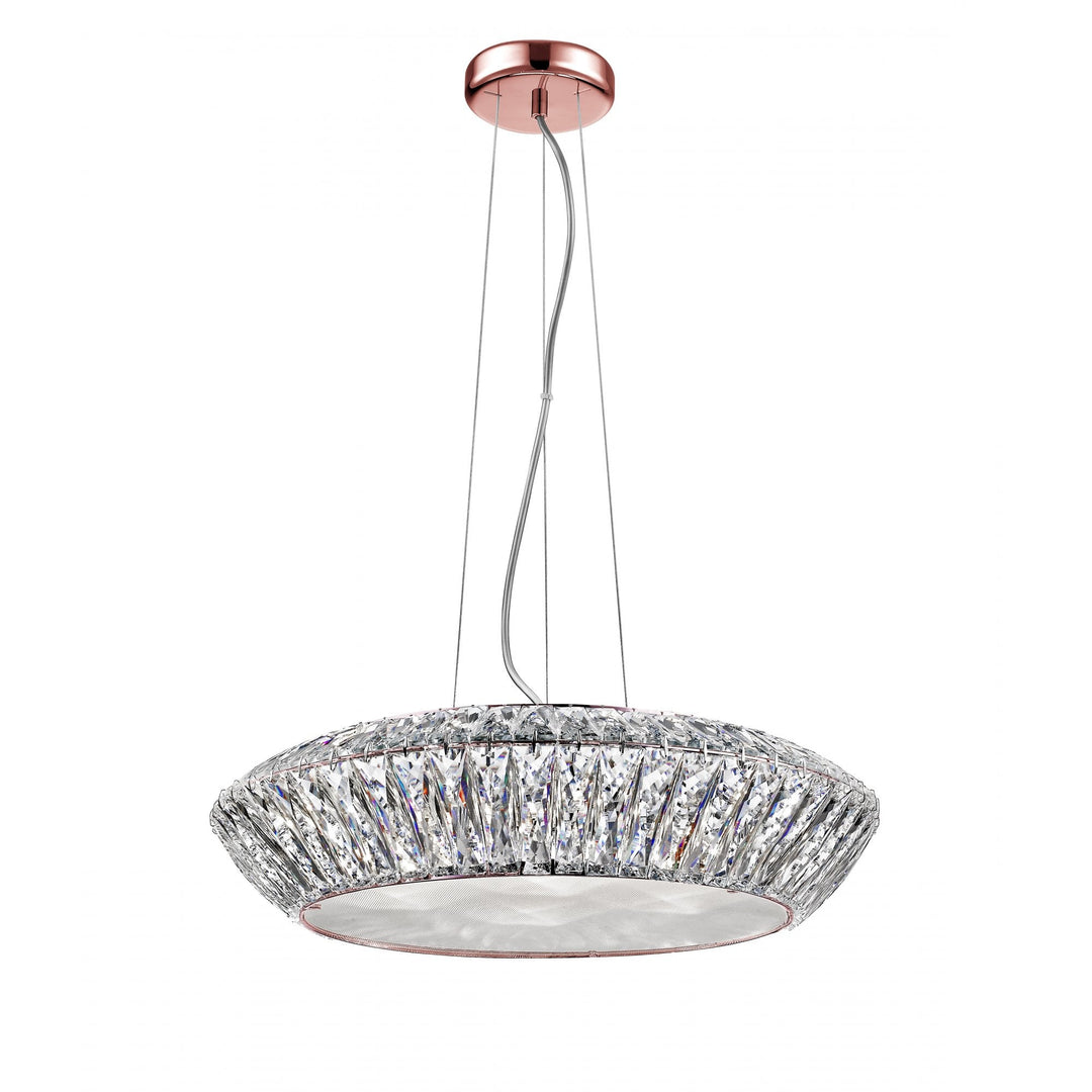 Impex Lighting LED1705/05/RG Armel 5 Light LED Crystal Pendant Rosy Gold