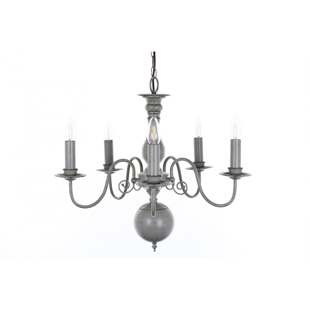 Impex Lighting PG05579/05/GRY Bologna Flemish 5 Light Chandelier Grey