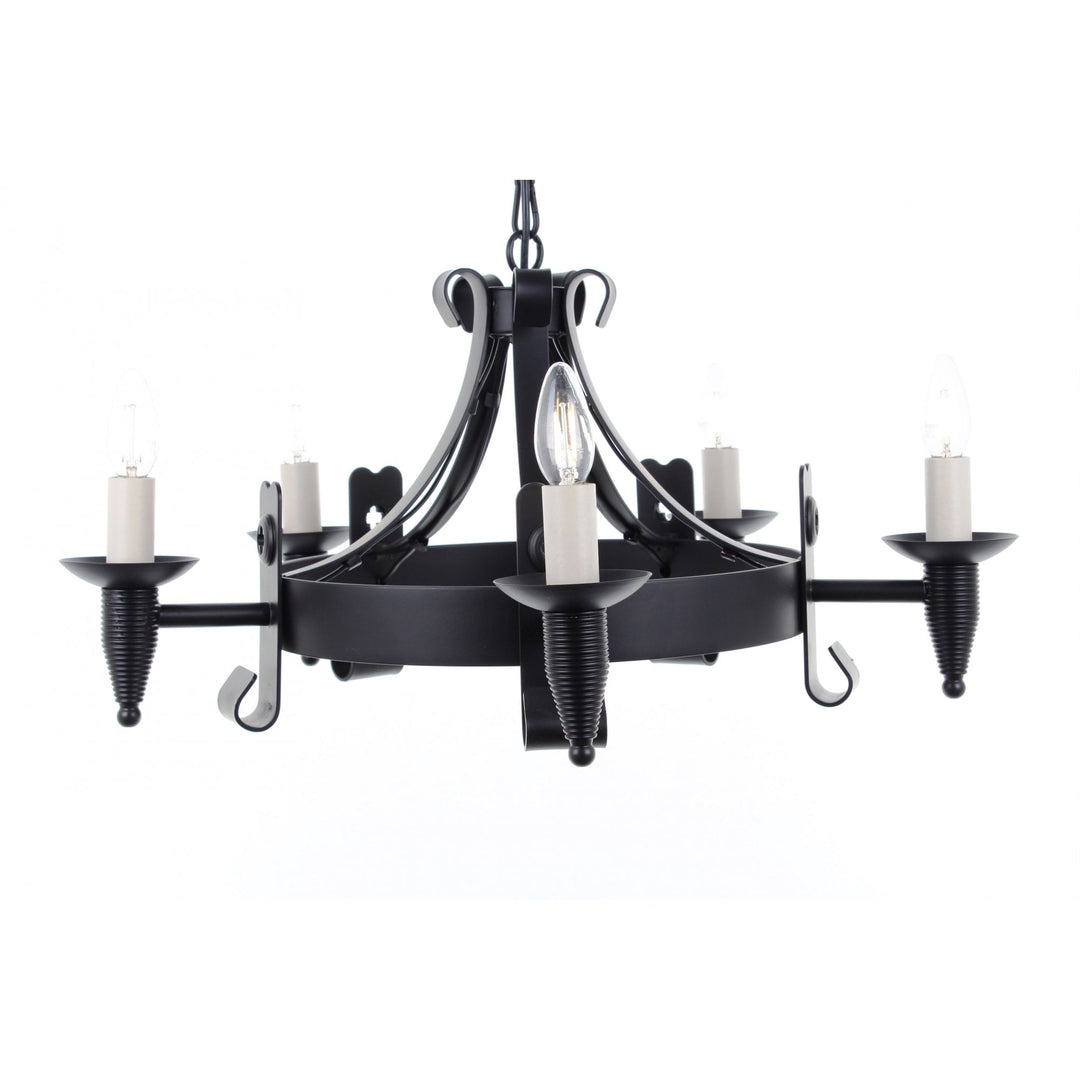 Impex Lighting SMRR00155/MBLK Cromwell 5 Light Chandelier Matt Black