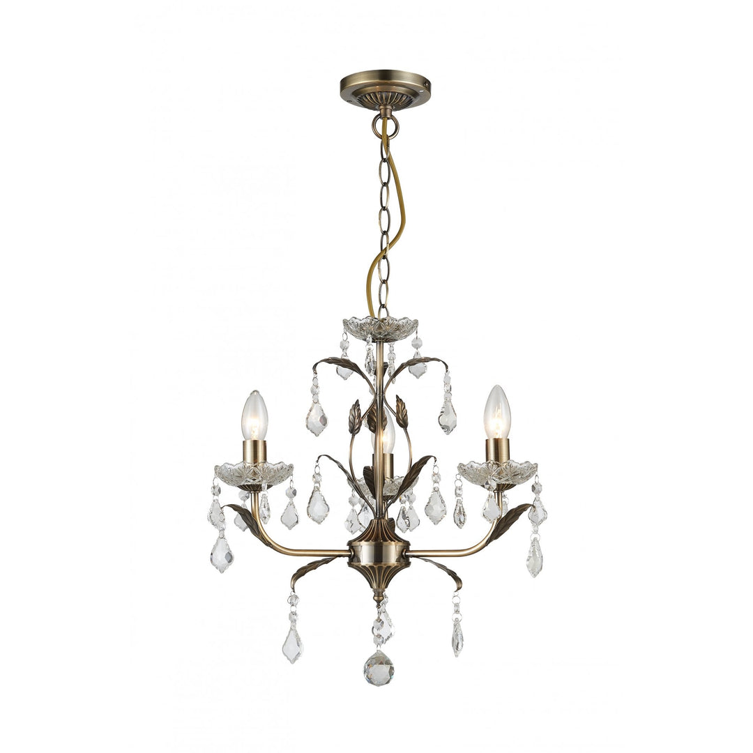 Impex Lighting CF1706/03/AB Evon 3 Light Chandelier Antique Brass