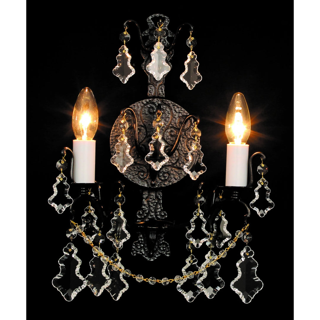 Impex Lighting CP00669/02/WB/ABR Montmartre 2 Light Wall Light Lead Crystal Antique Bronze